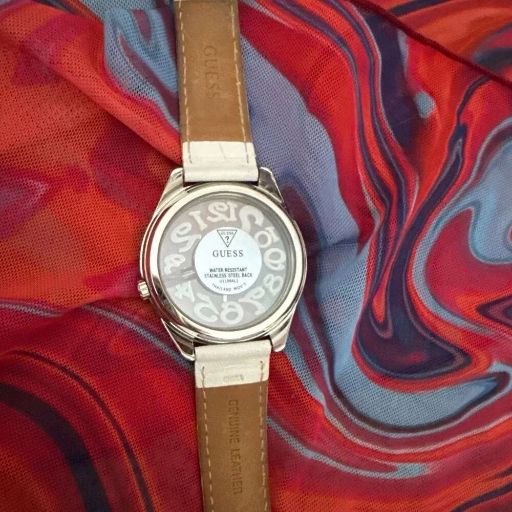 Guess White Floating Crystal Quartz Watch Vintage